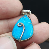 Beautiful Natural Blue Turquois Sterling Silver Pendant Necklace
